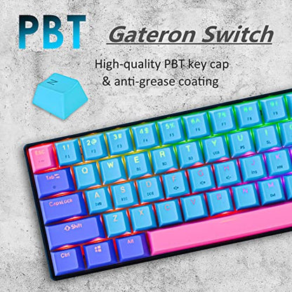 surmen GT61 60% Mechanical Gaming Keyboard 60 Percent RGB Backlit Hot-Swappable Wireless/Wired Compact Mini Keyboards Bluetooth 5.0 Keyboard Programmable/N-Key Rollover (Red, Joker) - color: Joker-Red Switch