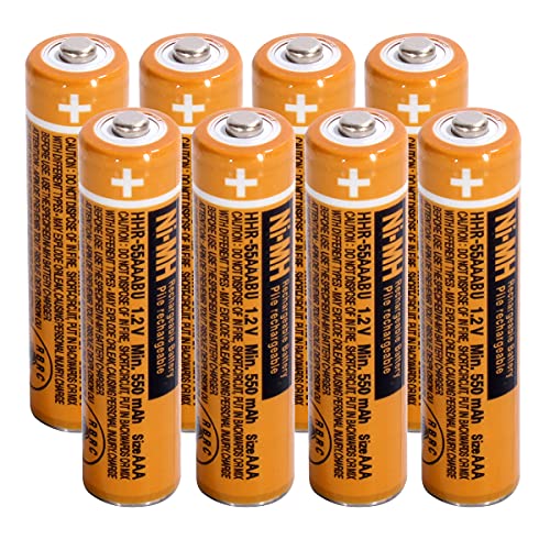NI-MH AAA Rechargeable Battery 1.2V 550mah 8-Pack hhr-55aaabu AAA Batteries for Panasonic Cordless Phones, Remote Controls, Electronics | 550mAh Pre-Charged，Ready to Use,low self-discharge, 2500 cycles,for Remote Controls,Toys，Clocks - size: 550-8