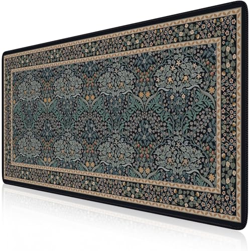 iCasso Desk Cover Mat, Office Mouse Pad,35.4x15.7in,Retro Black | Extra Large Matt for Desktop, Anti-Slip Big Mousepad with Stitched Edges for Computer, PC, Office, Home Workspace - color: A-retro Black
