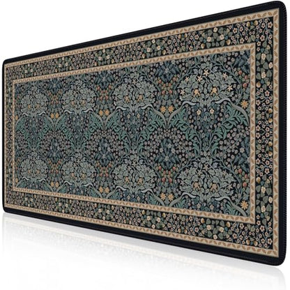 iCasso Desk Cover Mat, Office Mouse Pad,35.4x15.7in,Retro Black | Extra Large Matt for Desktop, Anti-Slip Big Mousepad with Stitched Edges for Computer, PC, Office, Home Workspace - color: A-retro Black