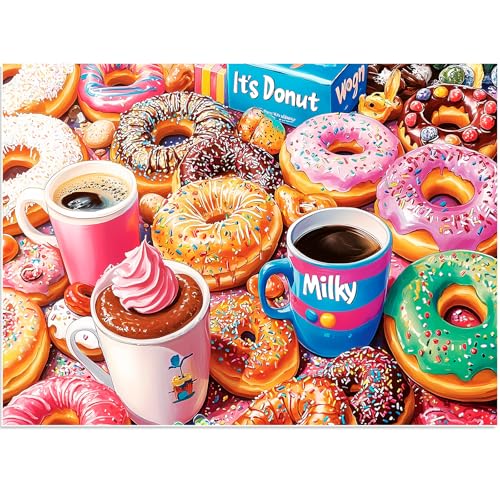 500 Pieces Puzzles for Adults, Colorful Donuts Puzzle for Adults Seniors, Recycled Paper Jigsaw Puzzle 500 Pieces, Fit Together Perfectly Challenging Puzzles Perfect for Game Nights 20.5x15in - style: Donuts