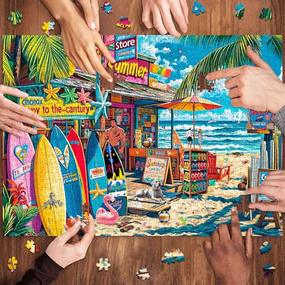 Puzzles for Adults 1000 Pieces,Coast Grocery Jigsaw Puzzle with 1:1 HD Poster, Perfect Interlocking No Dust, Stress Relief Ideal Gift for Family Games - color: Coast Grocery