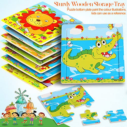 Yunsailing 40 Pack Wooden Puzzles for Kids Ages 3-5, Animals Jigsaw Puzzles for Toddlers Age 2-8, Preschool Educational and Learning Toys Gifts for Kids Children Birthday Party