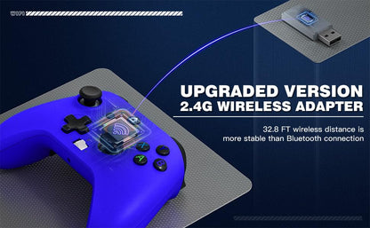 Dinosoo 2 Pack Wireless Controller – Turbo, Macro, Hall Trigger, Dual Vibration – Compatible with Xbox One, Series X|S, PC – 3.5mm Audio Jack, Built-in Battery, 2.4GHz Adapter - color: Red + Blue
