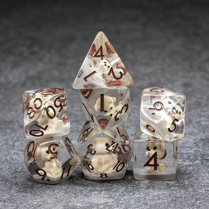 Sage's Portal Animal Familiars Resin DND Dice Set Polyhedral Dice Set for Dungeons and Dragons RPG Pathfinder Tabletop TTRPG (Pups Familiar) - color: Pups Familiar, style: Dice Set Only
