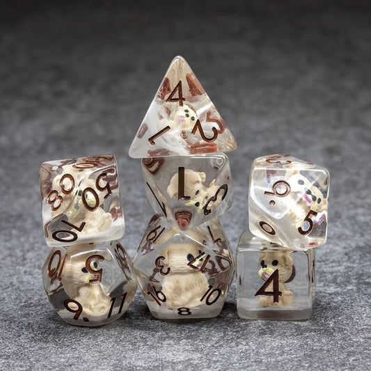 Sage's Portal Animal Familiars Resin DND Dice Set Polyhedral Dice Set for Dungeons and Dragons RPG Pathfinder Tabletop TTRPG (Pups Familiar) - color: Pups Familiar, style: Dice Set Only