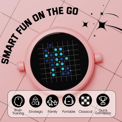 5-in-1 Electronic Board Game, Handheld Travel Game for 1-2 Players(Pink) | Includes Reversi, 4 in a Row, 5 in a Row, Chinese Checkers and Tic Tac Toe; pocket-size design with solo and 2-player modes. - color: Pink