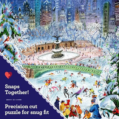 eeBoo New York City Skaters 1000 Piece Square Jigsaw Puzzle, 23" x 23" | Double coated, sturdy & dust free pieces with a satisfying snap. Includes full color reference insert. Vibrant, original art - style: New York City Skaters