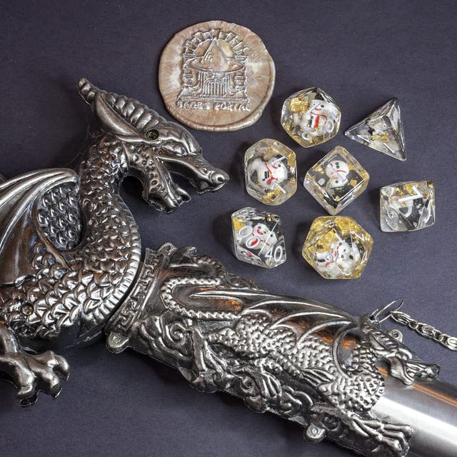 Sage's Portal Familiars and Reagents Resin DND Dice Set Polyhedral Dice Set for Dungeons and Dragons RPG Tabletop TTRPG (Snowman) - color: Snowman