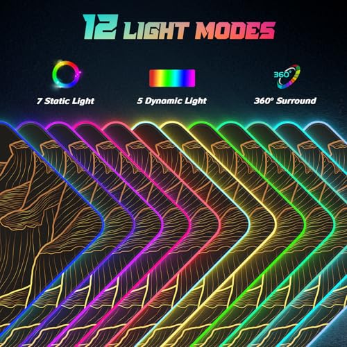 ITNRSIIET RGB Gaming Mouse Pad, Full Desk XL Extended Large Gaming Mousepad, 12 Lighting Modes 30% Thicker Big LED Desk Mat for Gamers, 32 x 12 inches, Sunrise Over Valley - color: Sunrise Over Valley