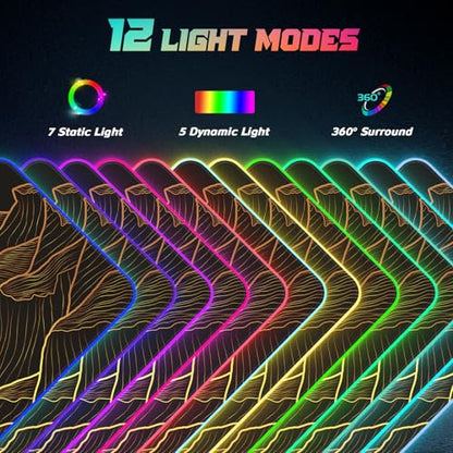 ITNRSIIET RGB Gaming Mouse Pad, Full Desk XL Extended Large Gaming Mousepad, 12 Lighting Modes 30% Thicker Big LED Desk Mat for Gamers, 32 x 12 inches, Sunrise Over Valley - color: Sunrise Over Valley