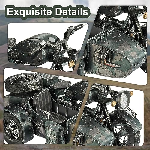 Piececool 3D Puzzles for Adults, Motorcycle with Sidecar Metal Model Building Kits for Family Time, Side Car DIY Assembling Arts and Crafts Best Birthday Gifts - style: Sidecar