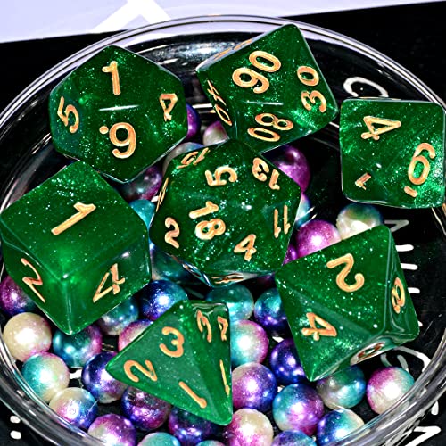 Galaxy Dice Set| Green DND Dice Set for Board Game - color: Green