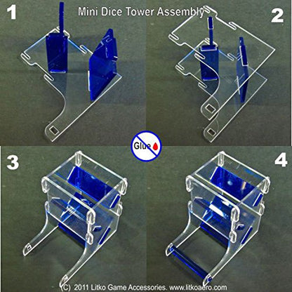 Mini Dice Tower | Fits 10mm & 12mm Dice | Rolls 10mm & 12mm mini dice — not 16mm+ | Collapsible flat-pack | Tool-free assembly | Catch tray | One kit - color: Translucent Red & Clear