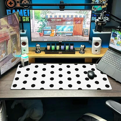 Black Polka Dot Mouse Pad Extended Large Gaming Mousepad XL Big Long Oversized Desk Mat Stitched Edges 31.5 X 11.8 Inch for Home Office - color: Black2