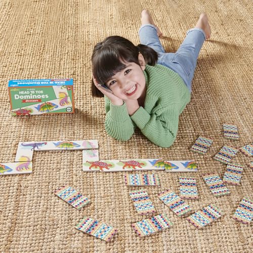 eeBoo Floor Head to Toe Dominoes - Dinosaurs 28 Piece Matching Game, Colorful Dinosaur Tiles, Screen-Free Fun for Kids Ages 3 and up - style: Dinosaur
