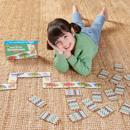 eeBoo Floor Head to Toe Dominoes - Dinosaurs 28 Piece Matching Game, Colorful Dinosaur Tiles, Screen-Free Fun for Kids Ages 3 and up - style: Dinosaur