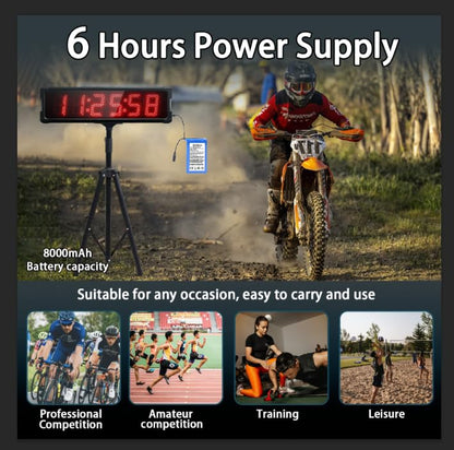Race Clock with Tripod for Running Events, Large LED Stopwatch with Remote,Countdown/Count up Gym Timer for Home,Wall Digital Time Clocks - style: waterproof+red