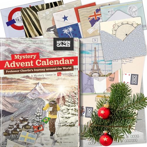 Hidden Games – Professor Charlie's World Tour – Puzzle Advent Calendar | 24 envelopes of puzzles around the world with Professor Charlie. One a day until Christmas