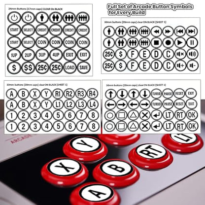 Arcade Game Button Decal Set, 24mm/30mm Die-Cut, for Standard Arcade Button Caps (Style 3) - color: Bw3 Game Button Stickers* 4pcs