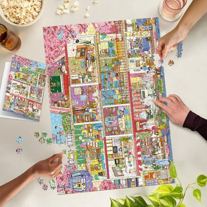 Puzzles for Adults 1000 Pieces, Jigsaw Puzzle for Adults, Fun Challenging Puzzle, Peach Blossom House Puzzles Game, Interlock Perfectly No Dust, Gifts for Father's Relatives and Friends - color: Peach Blossom House