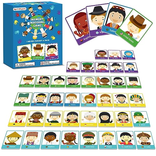 gisgfim 100 PCS Memory Matching Game Never Forget a Face Concentration Memory Card for Kids Educational Ages 3-8 A Fun & Fast Matching Games - style: Never Forget a Face