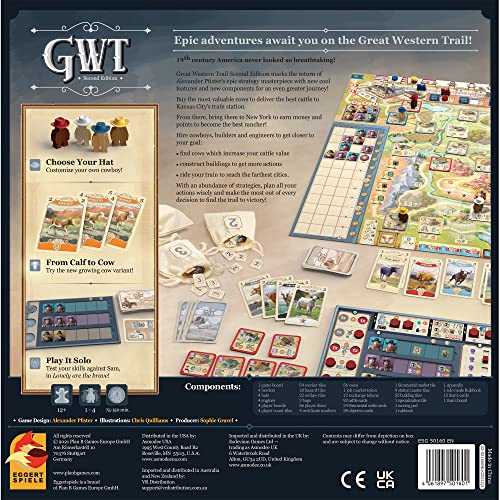 Asmodee Great Western Trail 2nd Edition Board Game - Epic Strategy Board Game for Ranchers and Adventurers, Family Game for Kids & Adults, Ages 12+, 1-4 Players, 75-150 Min Playtime