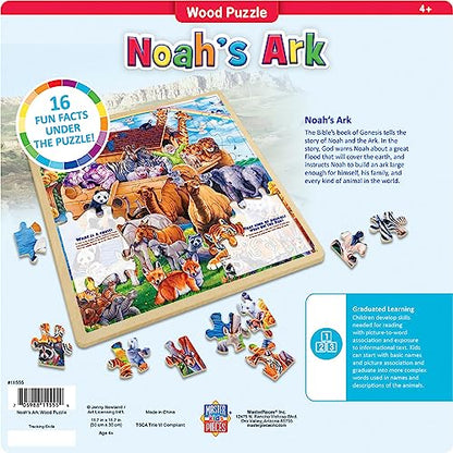 Masterpieces 48 Piece Fun Facts Jigsaw Puzzle for Kids - Noah’s Ark Wood Puzzle - 12"x12" - style: Noah's Ark