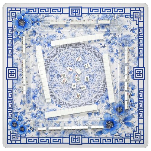 Mahjong Mat for Table 33" Rolled Packaging for American Mahjong Set | Waterproof Non-Slip Noise-Reducing Mah Jongg Mat,American Neoprene Mahjong Mat with Carrying Bag for Board Games(Blue) - color: Bule 33 Inch