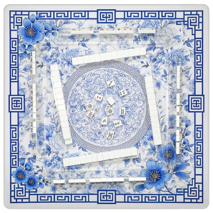 Mahjong Mat for Table 33" Rolled Packaging for American Mahjong Set | Waterproof Non-Slip Noise-Reducing Mah Jongg Mat,American Neoprene Mahjong Mat with Carrying Bag for Board Games(Blue) - color: Bule 33 Inch
