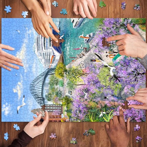 HUADADA Puzzles for Adults 1000 Pieces-Bay Stroll | Eco matte oil print, eye strain relief, tight puzzle piece fit, vibrant colours,gifts for men women - color: Bay Stroll