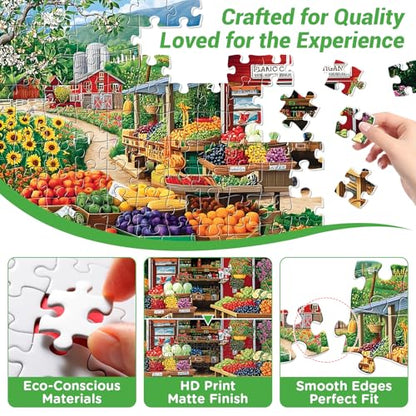 500 Piece Puzzles for Adults,Fruit Market Jigsaw Puzzle for Adults Teens Seniors,Country Life Puzzle 500 Piece,Farm Scenery Puzzle with Letters on Back,Fun Family Game Birthday Party Gift 20.5 * 15 in - style: Fruit Market