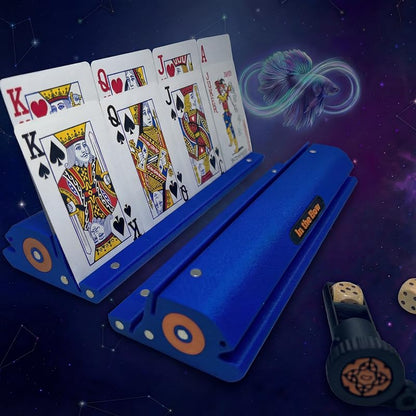 Expandable Tarot Card Holders for Adults, Tarot Reading Poker Night UNO Family Game Night Tabletop Play and Gift Giving, Premium PLA Card Stand 2-Pack - Royal Blue, 8.82 x 2.73 x 1.3 in