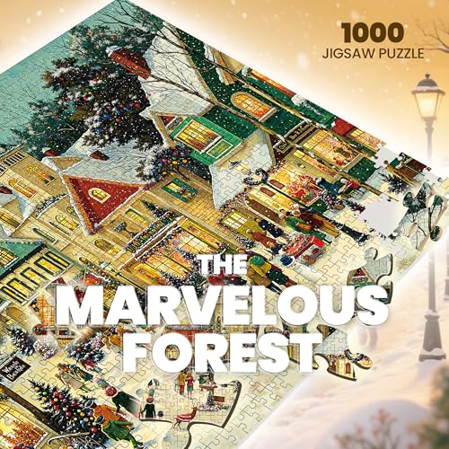 Christmas Puzzles 1000 Pieces, Winter Snow Town Puzzle for Adults | Festive Village Snowy Night Jigsaw Puzzle, Hard Puzzles with Letters on Back, Holiday Family Game Night Gift, 1:1 Poster - color: Christmas Town