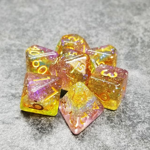 Sage’s Portal Cantrips DND Dice Set - Round Edge Resin 7-PC Polyhedral DND Dice Set for Dungeons and Dragons D&D RPG Tabletop TTRPG (Prismatic Spray) - color: Prismatic Spray