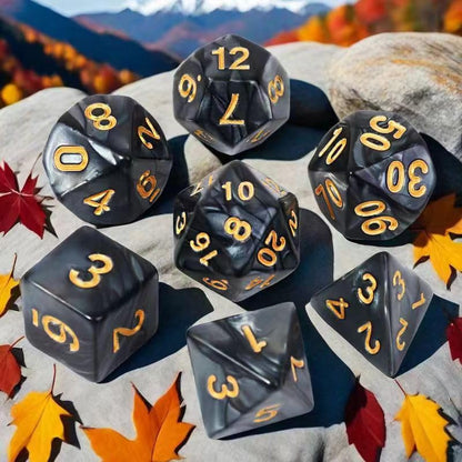 7Pcs Polyhedral DND Dice Set with Black Storage Bag(Pearl Black Dice) | Classic dice set for RPG Polyhedral Dice for Dungeon and Dragons Playing Games 7-Die Set - color: Pearl Black Dice