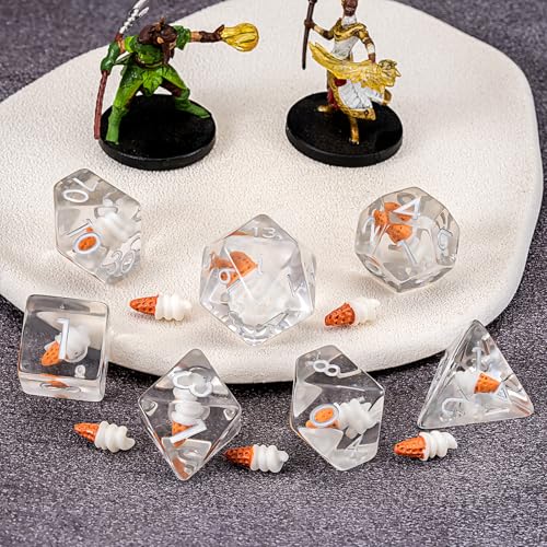 Ice Cream DND Dice,Resin Polyhedral D&D D and D Dice Set for Dungeons and Dragons MTG RPG Board Games - color: Ice Cream