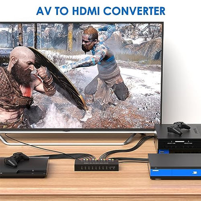 8 Port RCA to HDMI AV to HDMI Converter 1080P/720P 8 Way RCA Composite CVBS AV Switch to HDMI Converter Adapter Support 4:3/16:9 Switch For Sega Xbox PS1 PS2 PS3 N64 NGC SNES WII VHS VCR Camera - color: 8AV to HDMI Converter