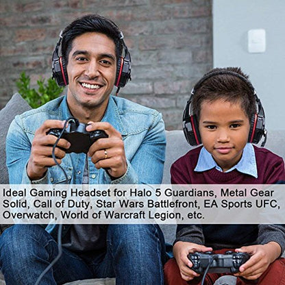 BlueFire Stereo Gaming Headset for PS4, PS5, PC, Xbox One, Noise Cancelling Over Ear Headphones with Mic, LED Light, Bass Surround, Soft Memory Earmuffs for Laptop Nintendo Switch (Black-Red) - color: Black-Red