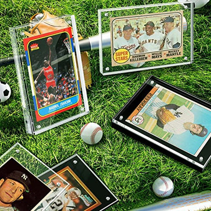 Acrylic Card Display Frame, Magnetic Trading Card Frames - Desktop Protector, 2 Sets Black