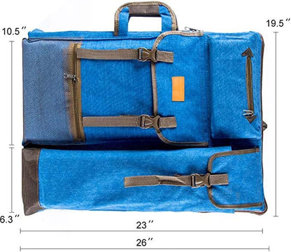 TRANSON Art Portfolio Case Artist Backpack Canvas Bag Large 26” x 19.5” - color: Blue