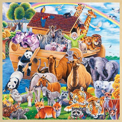 Masterpieces 48 Piece Fun Facts Jigsaw Puzzle for Kids - Noah’s Ark Wood Puzzle - 12"x12" - style: Noah's Ark