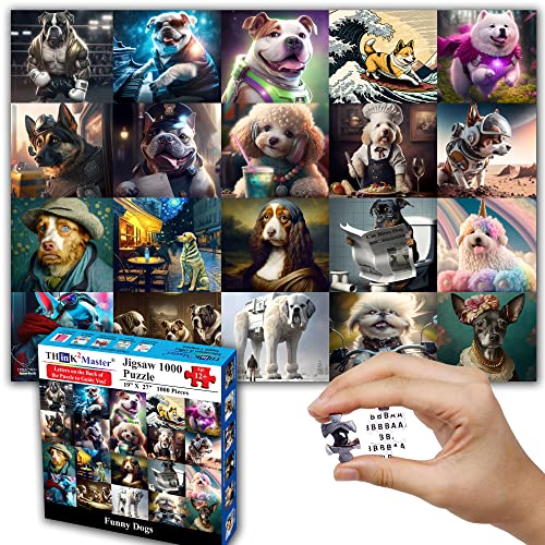 Think2Master Funny Dogs 1000 Pieces Jigsaw Puzzle Featuring heartwarming Puppies and Dogs. Fun for Teens, Seniors & Families. Great Gift for Ages 13+ Size: 26.8” x 18.9 - style: Funny Dogs