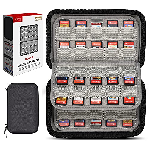 sisma 80 Switch Game Case Compatible with Nintendo Switch/Switch 2 Games & PS Vita Cartridges, Hard Shell Card Holders Organizer Storage Case Travel Portable Carrying Bag - color: Black
