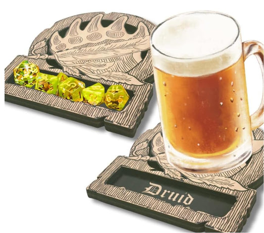 RPG Games Dice Tray Coaster - Set of 1 Class Icons Cute Coasters for RPG Game Room Accessories Home Fantasy Decor - Decorative Mug Drink Coasters - Gifts for Home and Kitchen Decor (New Druid) - color: New Druid