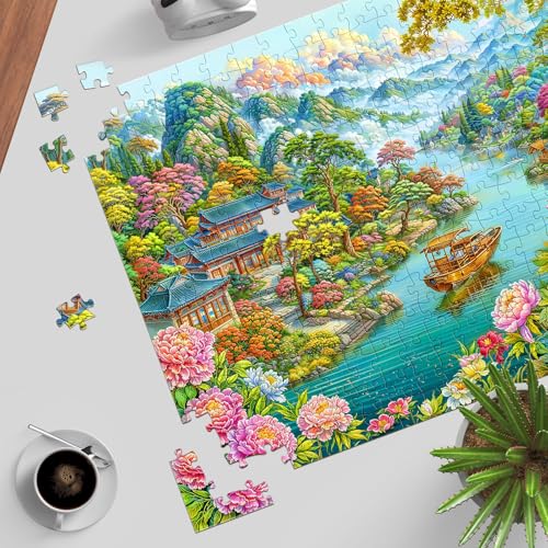 Puzzles for Adults 1000 Pieces, Jigsaw Puzzle for Adults, Fun Challenging Puzzle, Misty Rain in Jiangnan Puzzles Game, Interlock Perfectly No Dust, Gifts for Father's Mother’s Day - color: Misty Rain