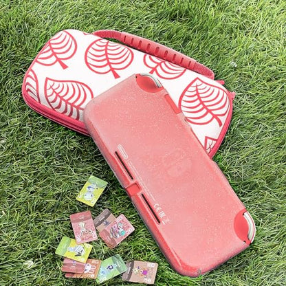 TIKOdirect Carrying Case for Nintendo Switch lite, Shockproof Portable Travel Bag with Glitter Galaxy cover, Screen Protectors and Cute Leaf Thumb Grips Caps, Animal Crossing Pink - color: Animal Crossing Pink