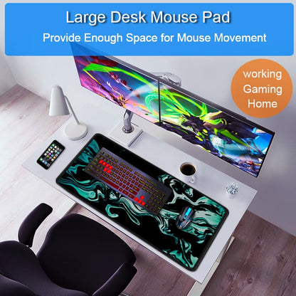 Large Mouse Pad, 31.5x15.7 inch Large Extended Computer Keyboard Mouse Mat, Water Resist Non-Slip Mousepad Rubber Base Long XXL Desk Mouse Pad for Gaming, Office & Home, Marble Cyan - color: Marble Cyan, size: 31.5L x 15.7W inches