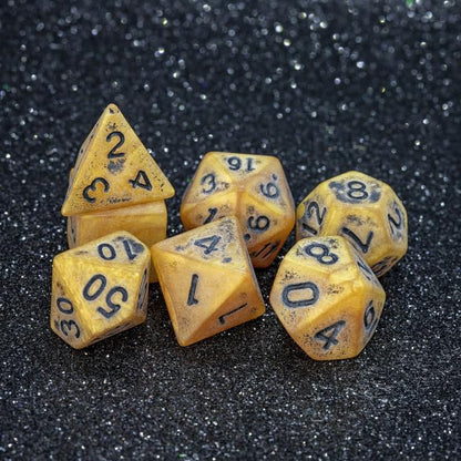 Sage’s Portal Stones DND Dice Set Acrylic Opaque 7-PC Polyhedral DND Dice Set for Dungeons and Dragons D&D Sage’s Cantrips RPG Tabletop TTRPG (Ancient Gold Stone) - color: Ancient Gold Stone