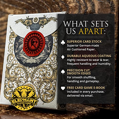 Medieval Playing Cards with Unique Seal and Free Card Game eBook, Stand Out with Cool Poker Cards, Black Deck of Playing Cards, Unique Illustrated Designs for Kids & Adults, Playing Card Decks - color: Gold